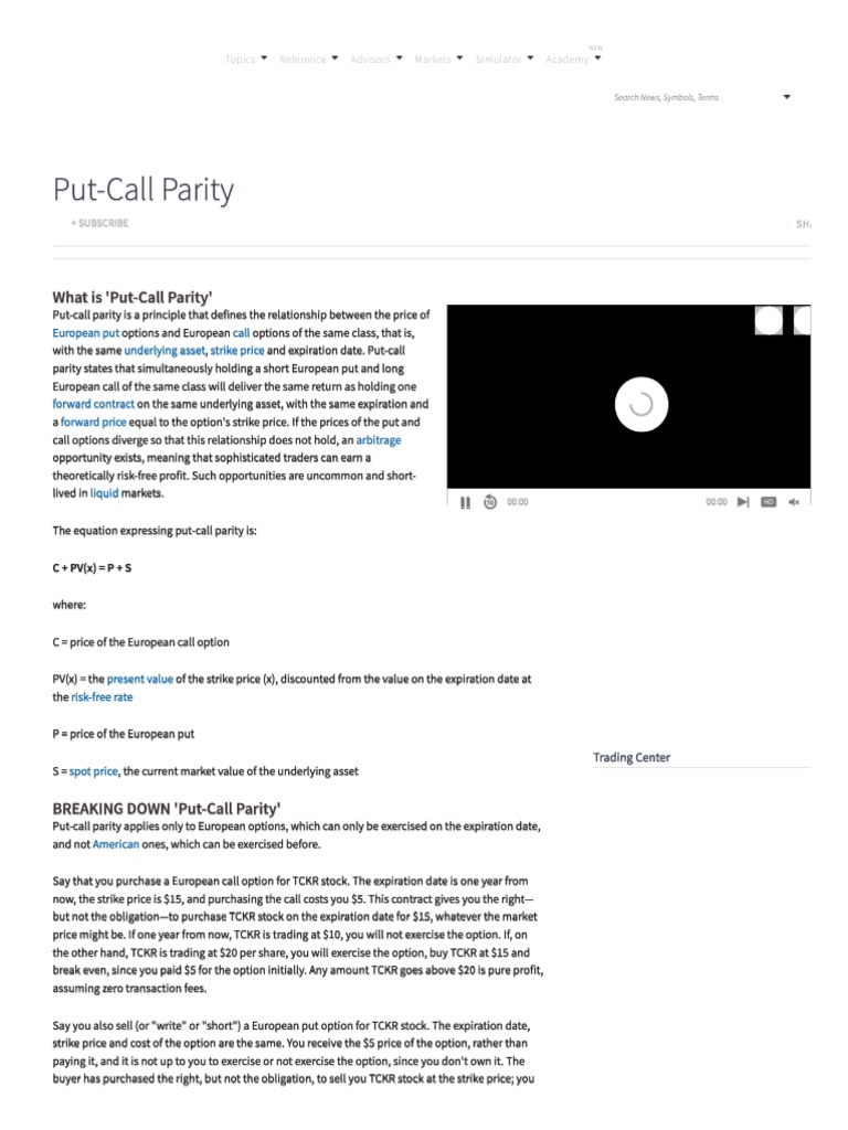 Put Call Parity | Download Free PDF | Call Option | Option (Finance)