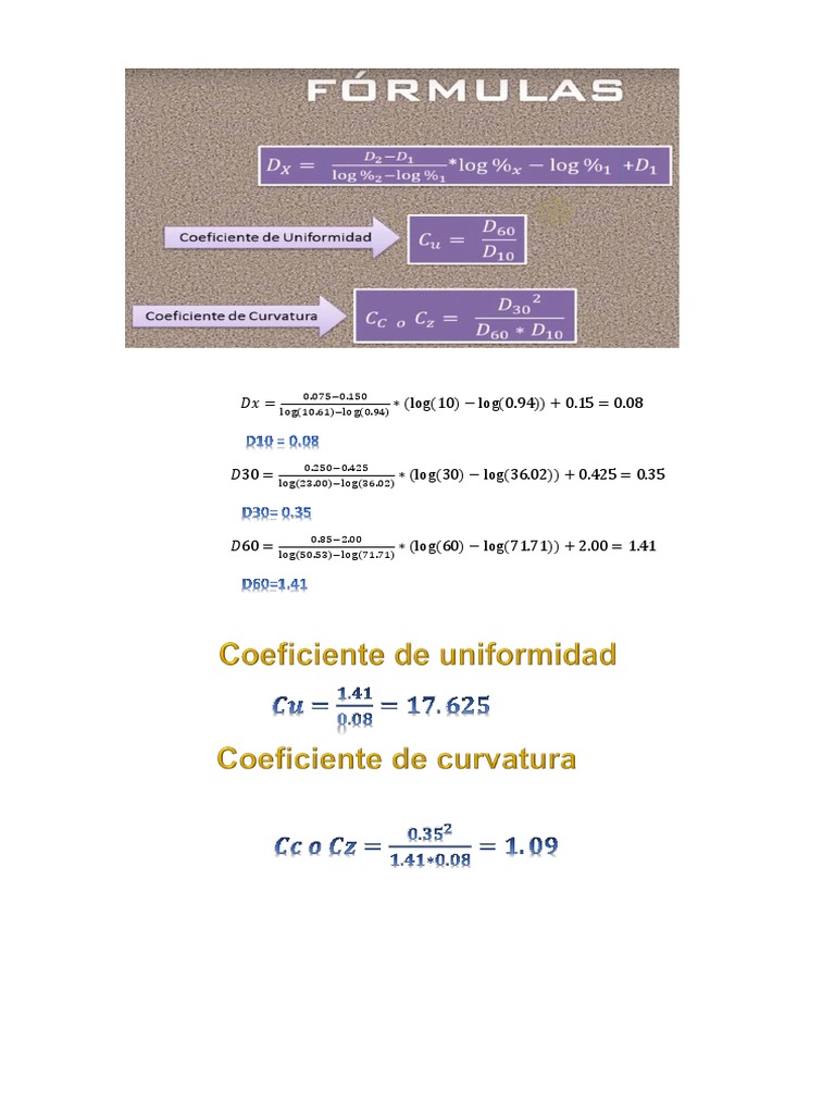 Calculos de D10 D30 D60 | PDF