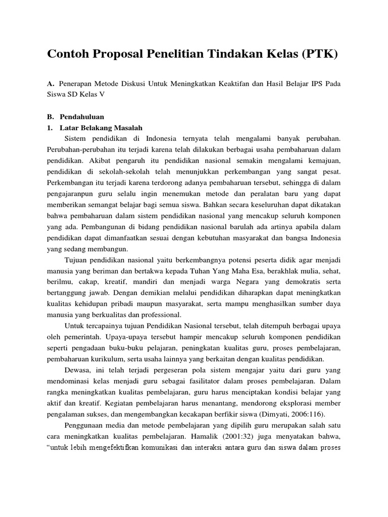 Kls 5 Contoh Proposal Penelitian Tindakan Kelas Ips Kls 5