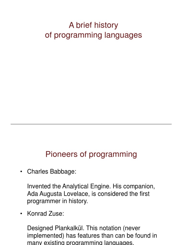 History of Programming Languages | PDF | Object Oriented Programming ...
