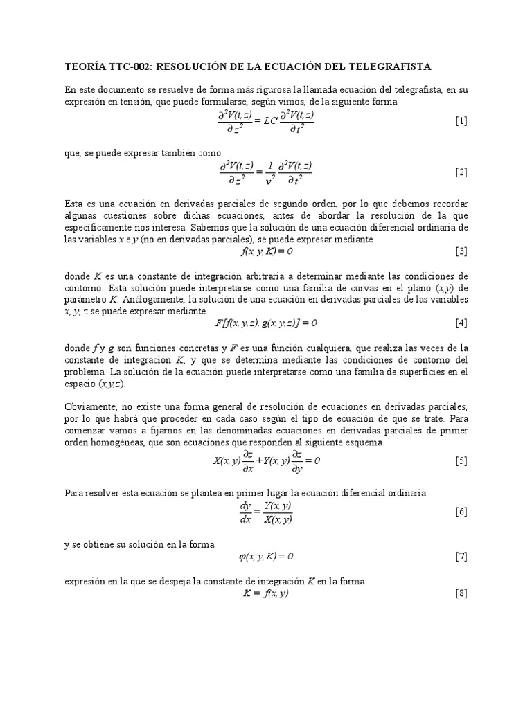 Resolución de La Ecuación Del Telegrafista PDF Descargar gratis PDF