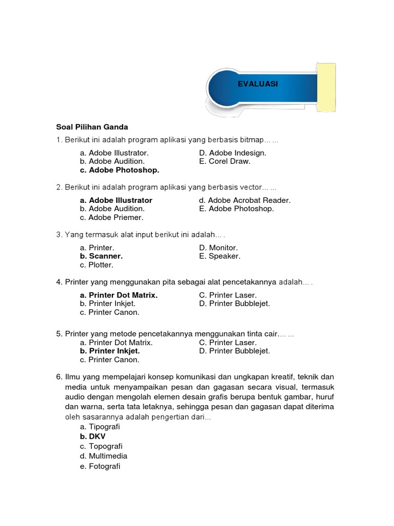 Soal Desain Grafis Pilihan Ganda Rismax