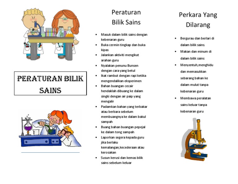 gambar peraturan bilik sains