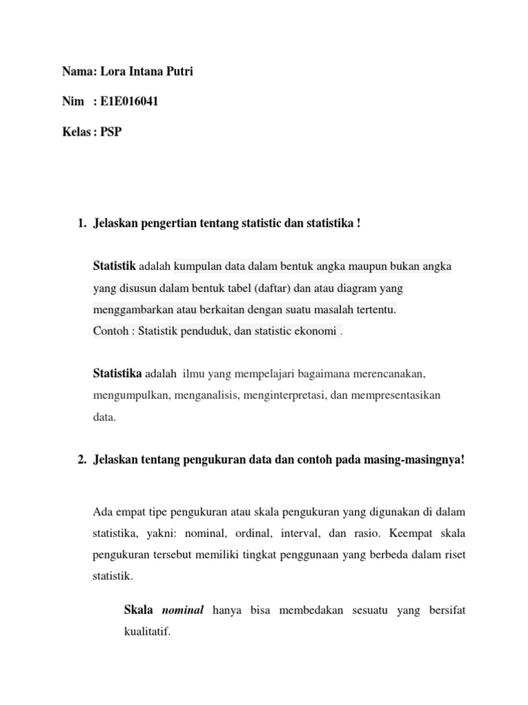 Contoh Data Nominal Ordinal Interval Dan Rasio Dalam Bentuk Tabel Barisan Contoh