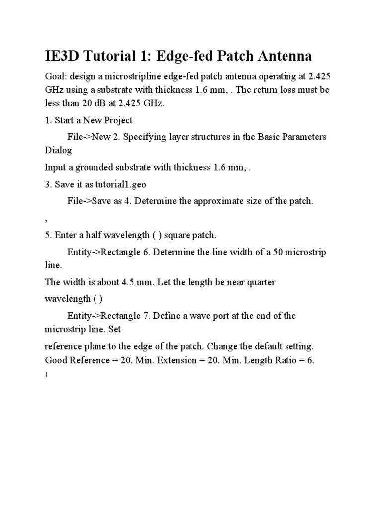IE3D Tutorial1 PDF | PDF | Antenna (Radio) | Hertz