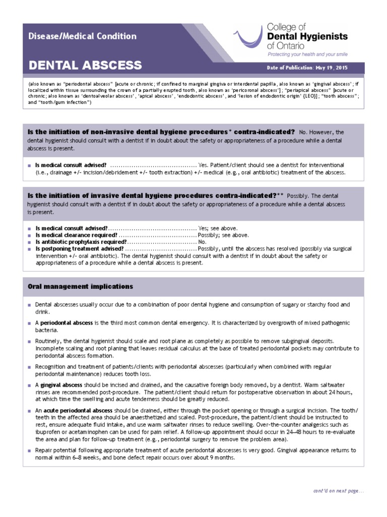 CDHO Factsheet Dental Abscess Dentistry Mouth