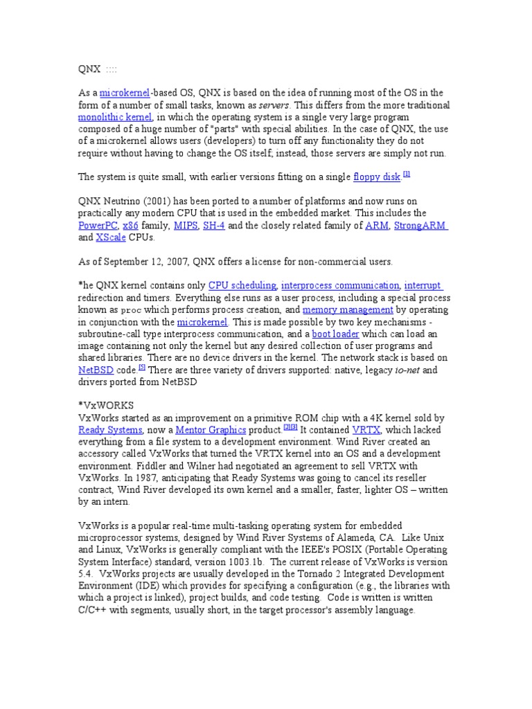 QNX Neutrino: Microkernel Overview | PDF | Kernel (Operating System ...