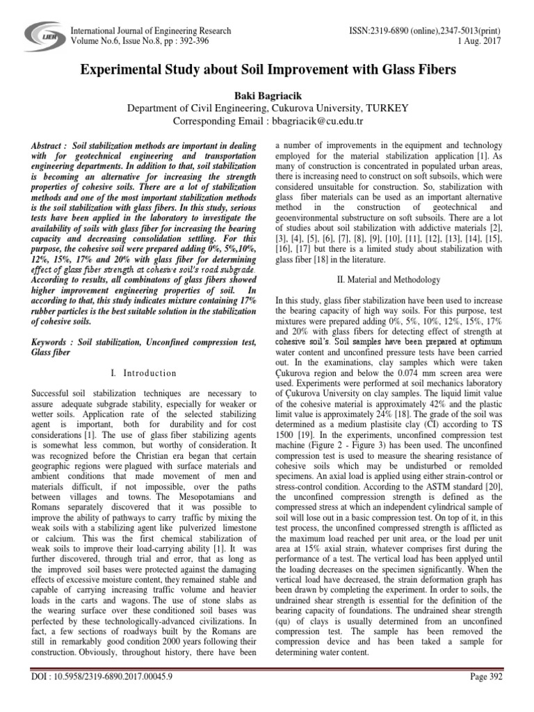Soil Stabilization with Glass Fibers | PDF | Soil Mechanics ...