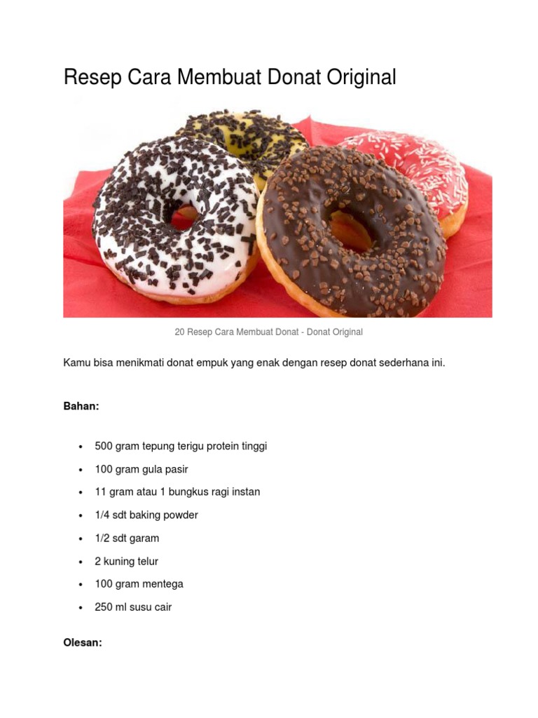 Resep Membuat Donat Original