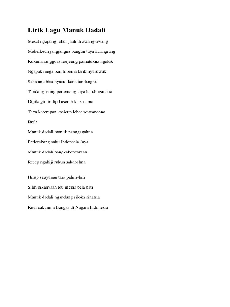 Lirik Lagu Daerah Sunda