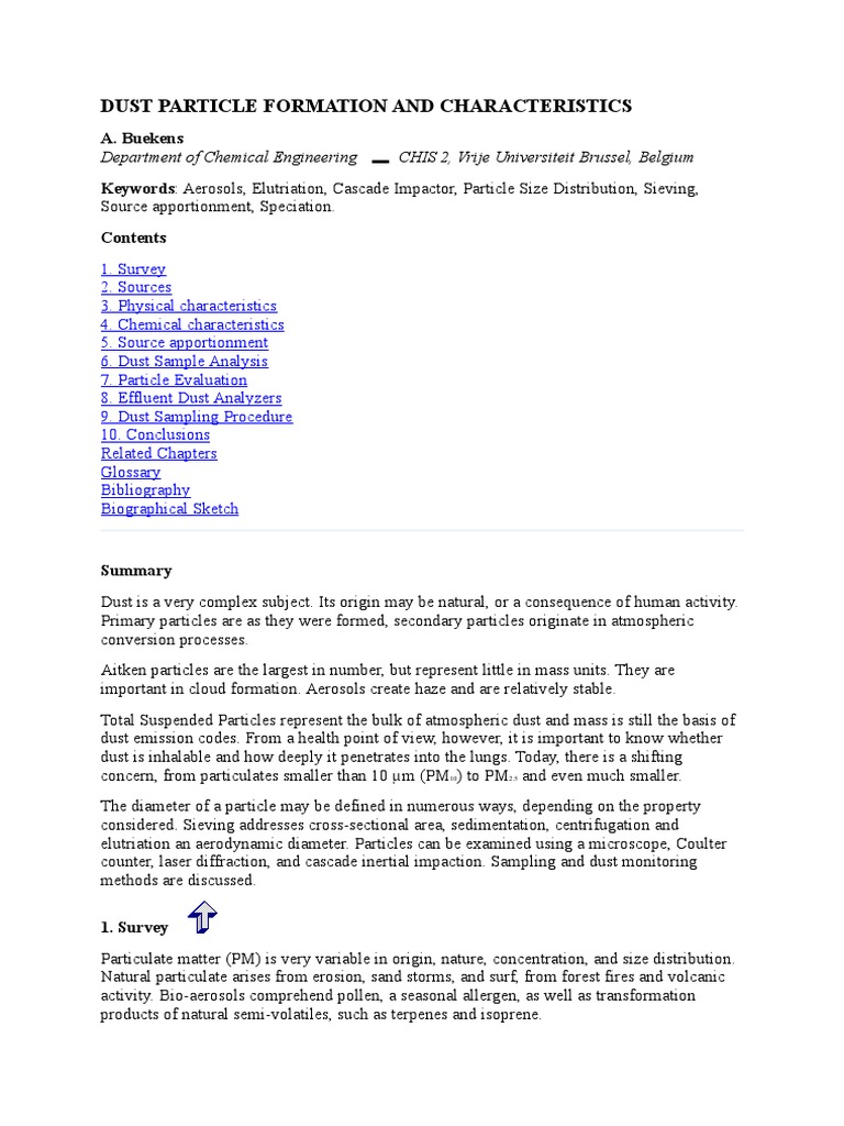 Dust Particle Formation and Characteristics | PDF | Particulates | Aerosol