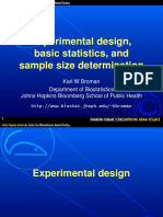 Experimental Design, Basic Statistics, and Sample Size Determination