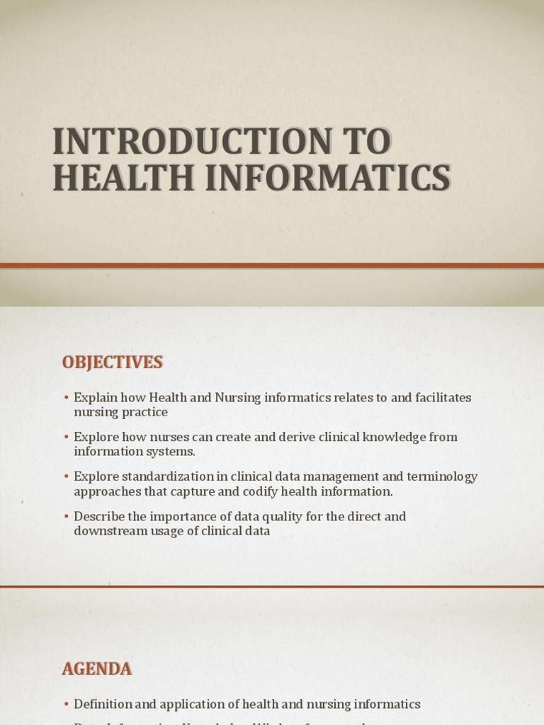 Introduction to Health Informatics | PDF | Informatics | Health Informatics