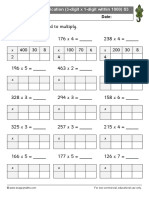 Grid Method Multiplication (3-Digit X 1-Digit Within 1000) S3