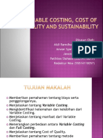 Variable Costing Cost of Quality Sustainability