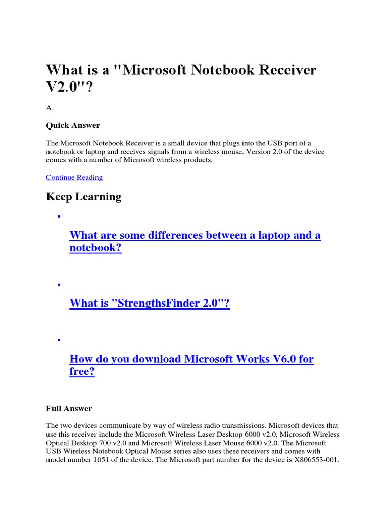 Microsoft Notebook Receiver V2.0 Overview | PDF | Games & Activities ...