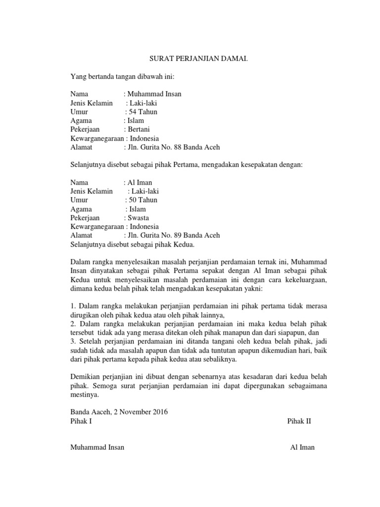 Surat Perjanjian Damai
