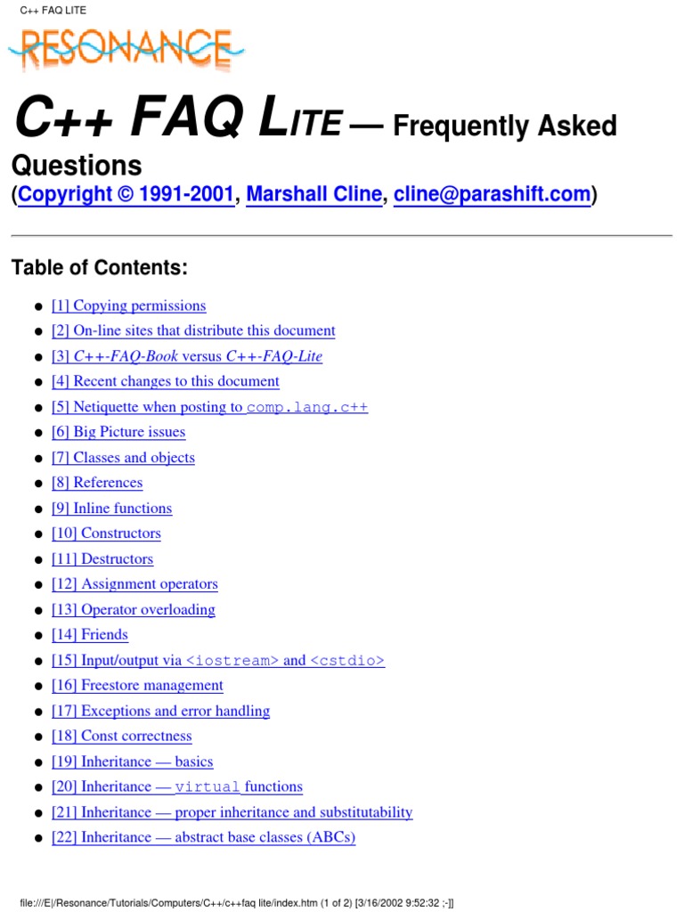 Cplus Faq | PDF | Inheritance (Object Oriented Programming) | Class ...