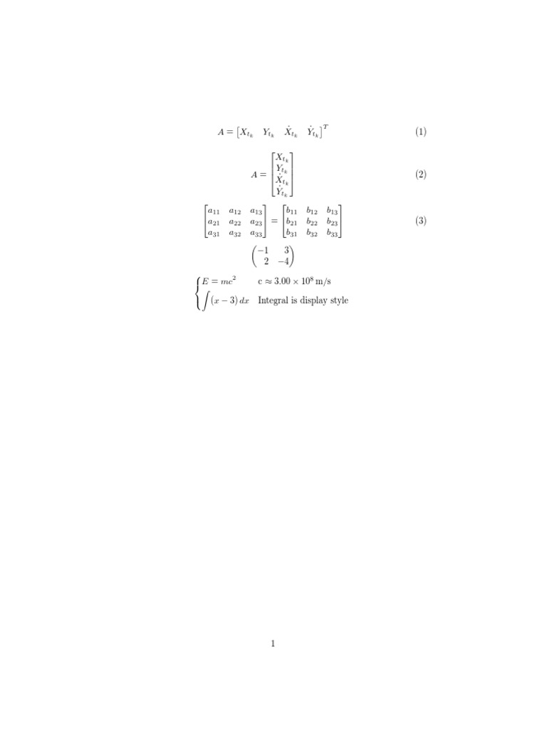 Matrix Representation and Integrals | PDF