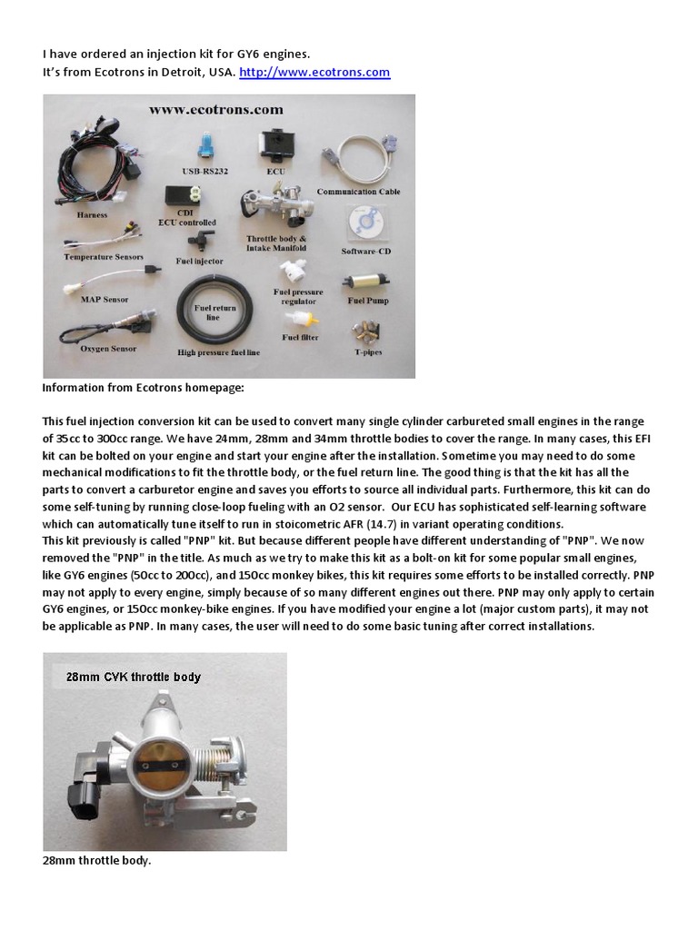 Installation Guide for Fuel Injection Conversion Kit for GY6 Engines