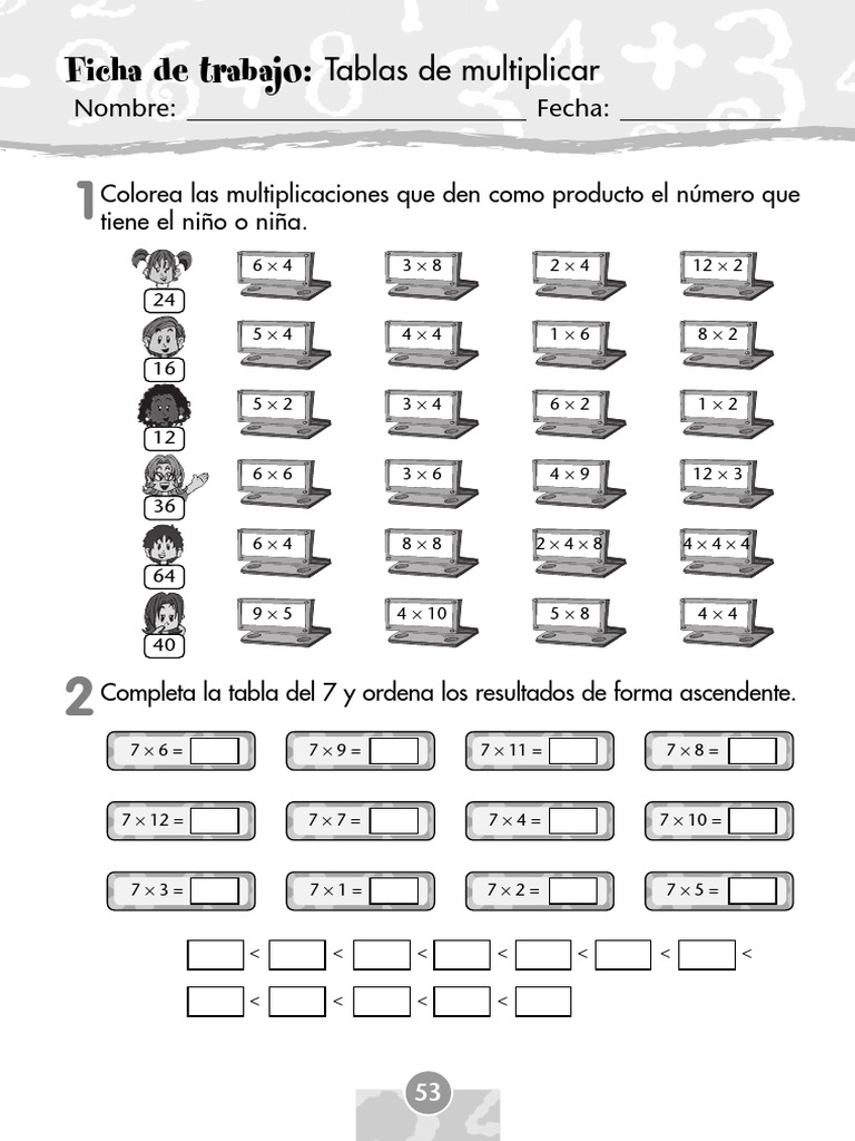 Las Tablas de Multiplicar PDF | PDF | Enseñanza de matemática | Ocio, image size:768x1024