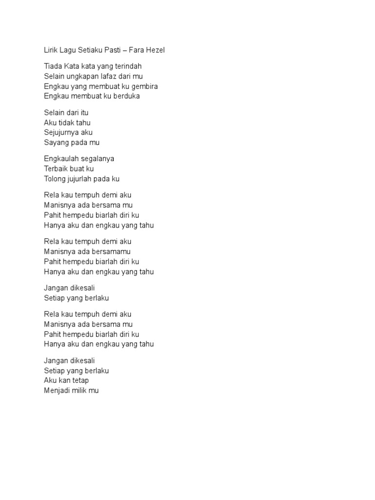 Lirik Lagu Setiaku Pasti Pdf
