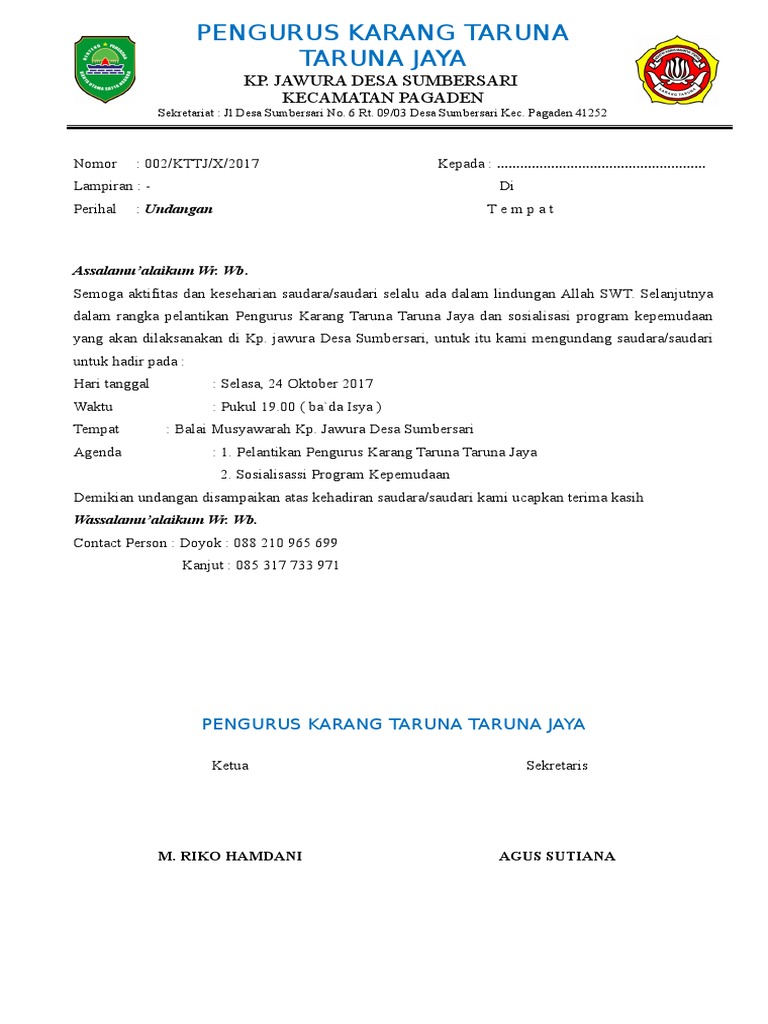 Undangan Karang Taruna Taruna Jaya