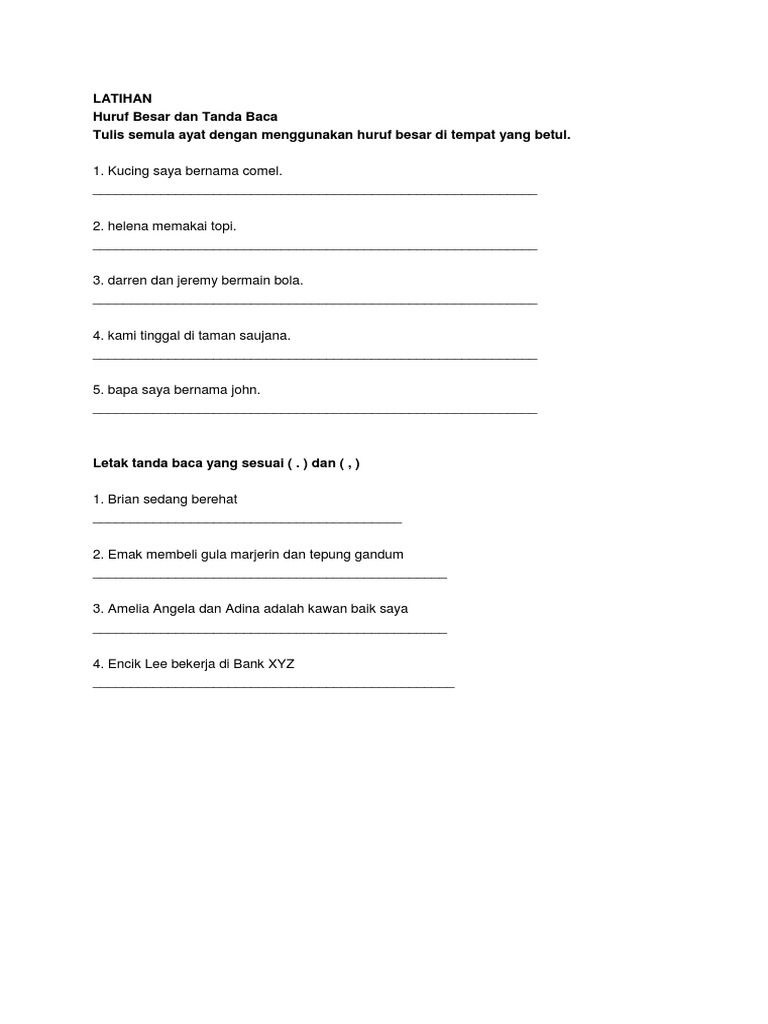 Latihan Tanda Baca Tahun 1 Documents Pdf
