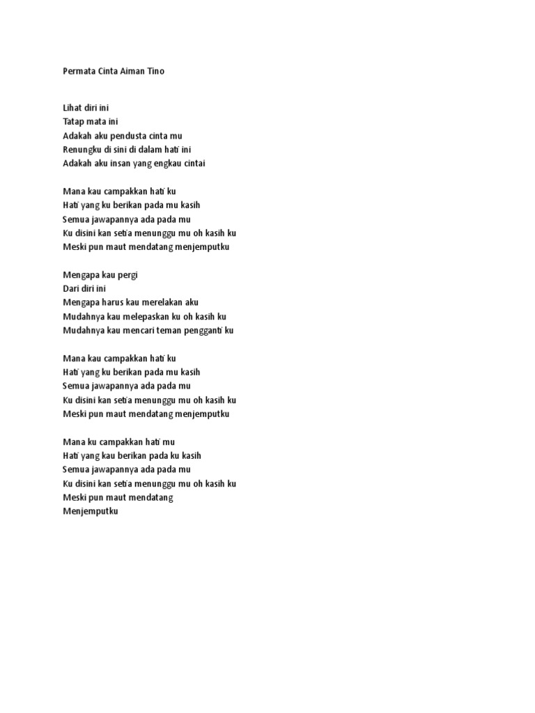 lirik lagu permata cinta