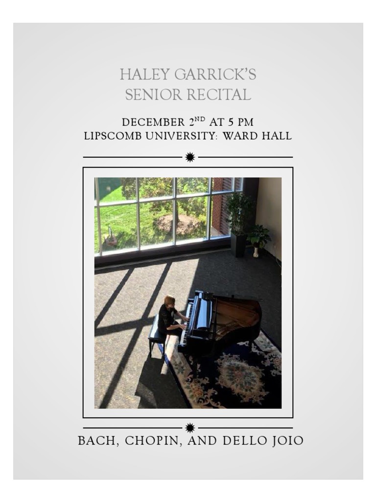 Haley Garrick'S Senior Recital December 2 at 5 PM University