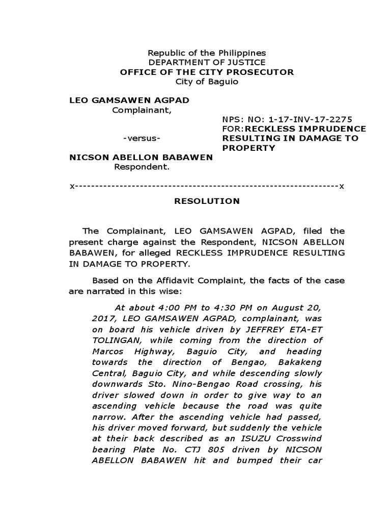 Resolution Reckless-Imprudence Final | PDF | Criminal Law | Common Law