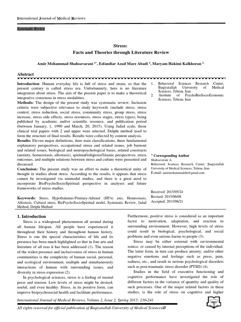 A literature review on stress and coping strategies in nursing students image