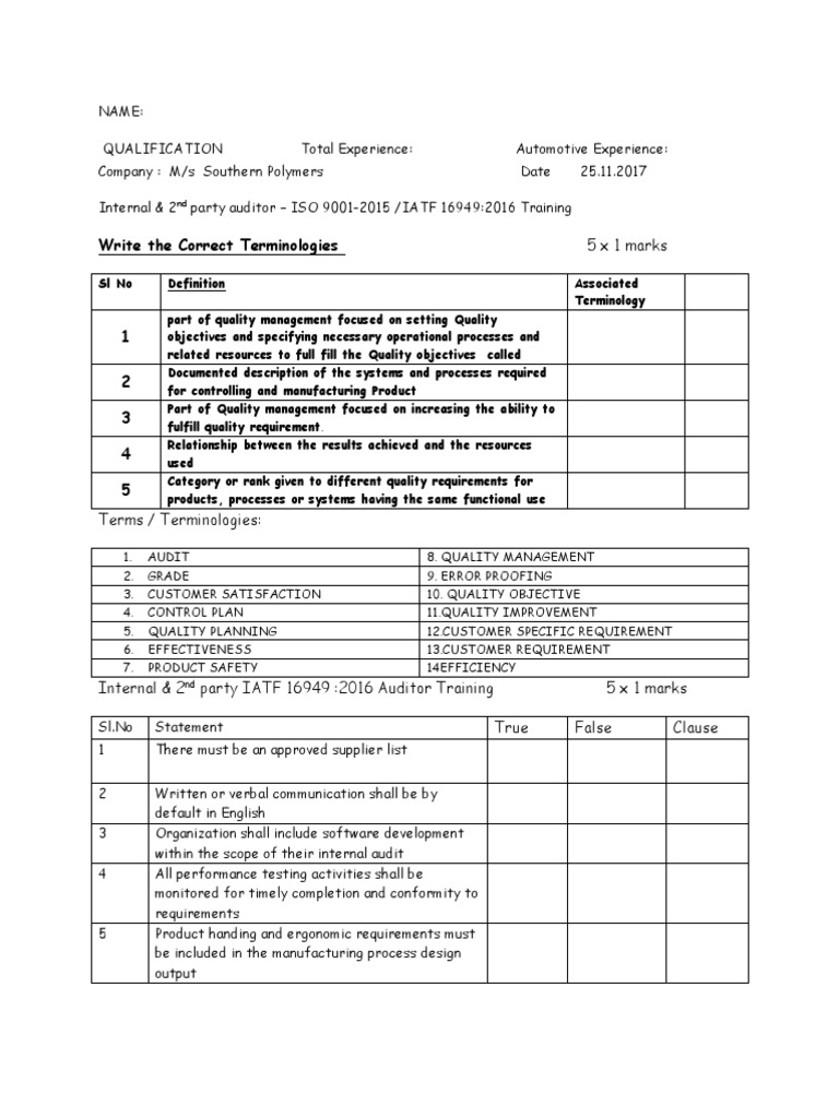 Internal Audit Test PDF Audit Internal Audit