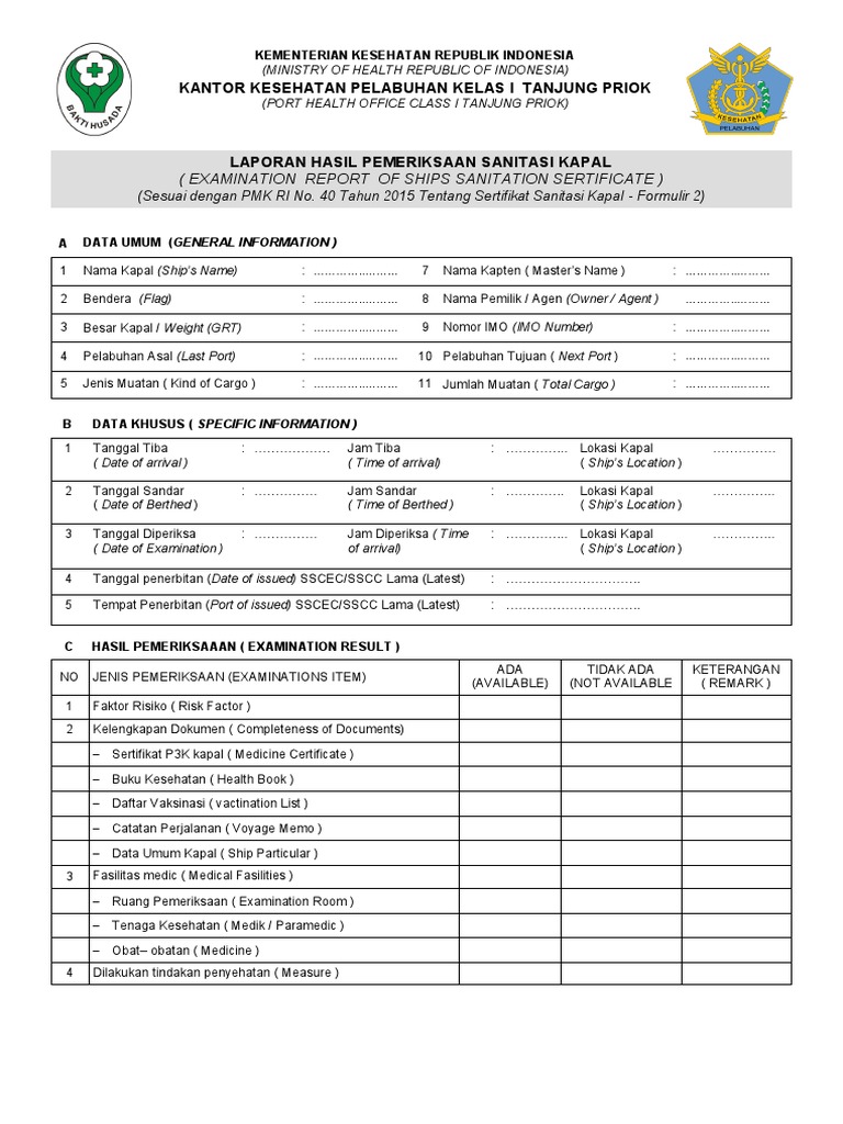 Laporan Pemeriksaan Sanitasi Kapal | PDF