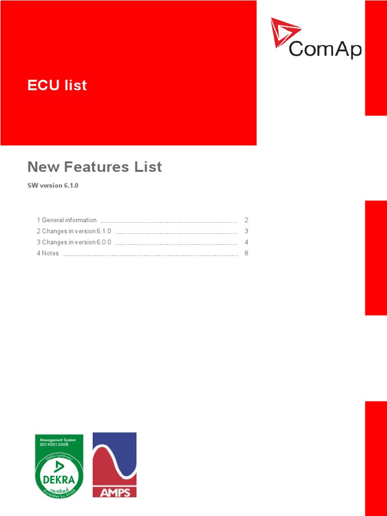 ECU List - 6.1.0 - New Features | PDF | Turbocharger | Systems Engineering
