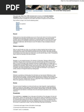 The Cornell Note-Taking System
