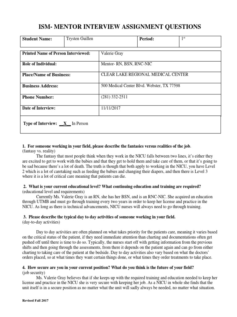 NICU Nurse Interview Insights | PDF | Neonatal Intensive Care Unit ...
