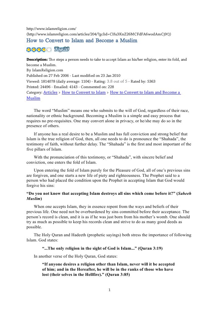 Convert to Islam: A Step-by-Step Guide | PDF | Prophets And Messengers ...
