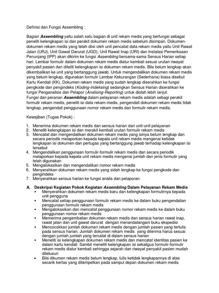 Definisi Dan Fungsi Assembling | PDF