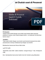 Hukum Shalat Duduk Saat Di Pesawat