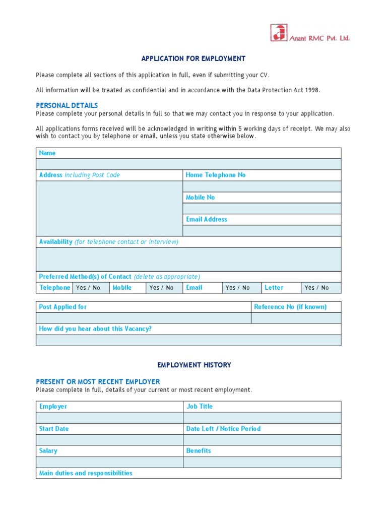 Applying for the Position A Comprehensive Application for Employment