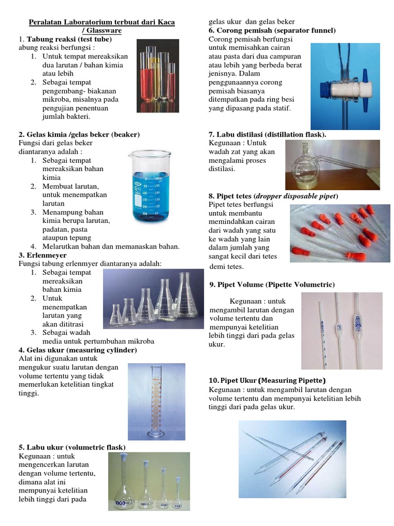 Alat Laboratorium Terbuat Dari Kaca | PDF | Kesehatan Holistik | Sains ...