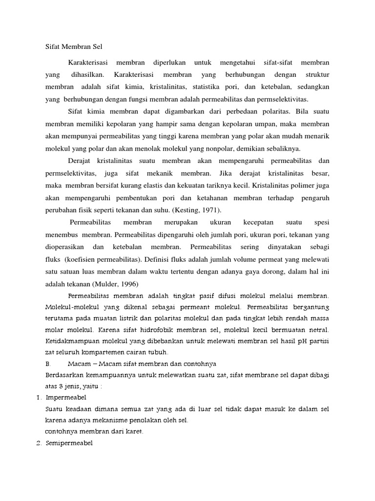 Sifat Membran Sel