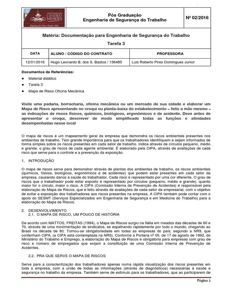 Mapa de Risco para Oficina Mecânica | PDF | Risco | Cor