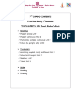 7 Grade Contents: Exam Date: Friday 1 December Test Contents: Key Result: Student's Book