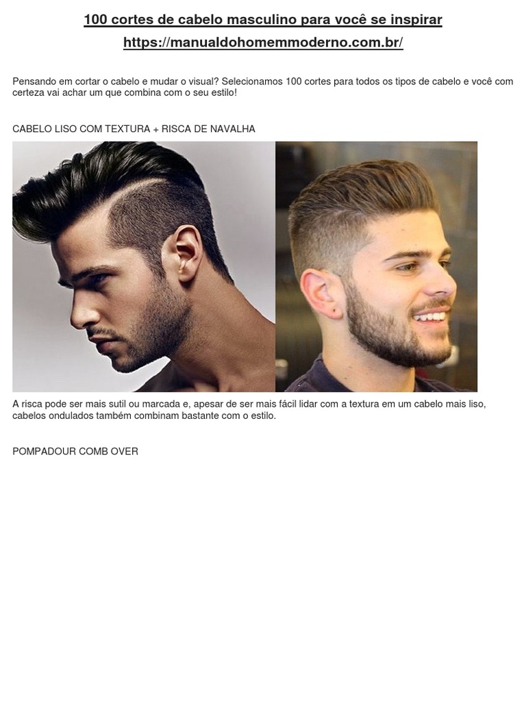 100 Cortes de Cabelo Masculino para Você Se Inspirar | PDF | Barba | Lazer, image size:768x1024