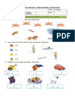 Prueba de Lenguaje 1º Unidad 1 Vocales y PLM