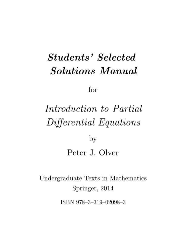 Olver PDE Student Solutions Manual | Partial Differential Equation |  Differential Equations