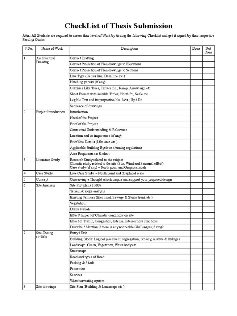 Thesis Submission Checklist Guide | PDF | Nature