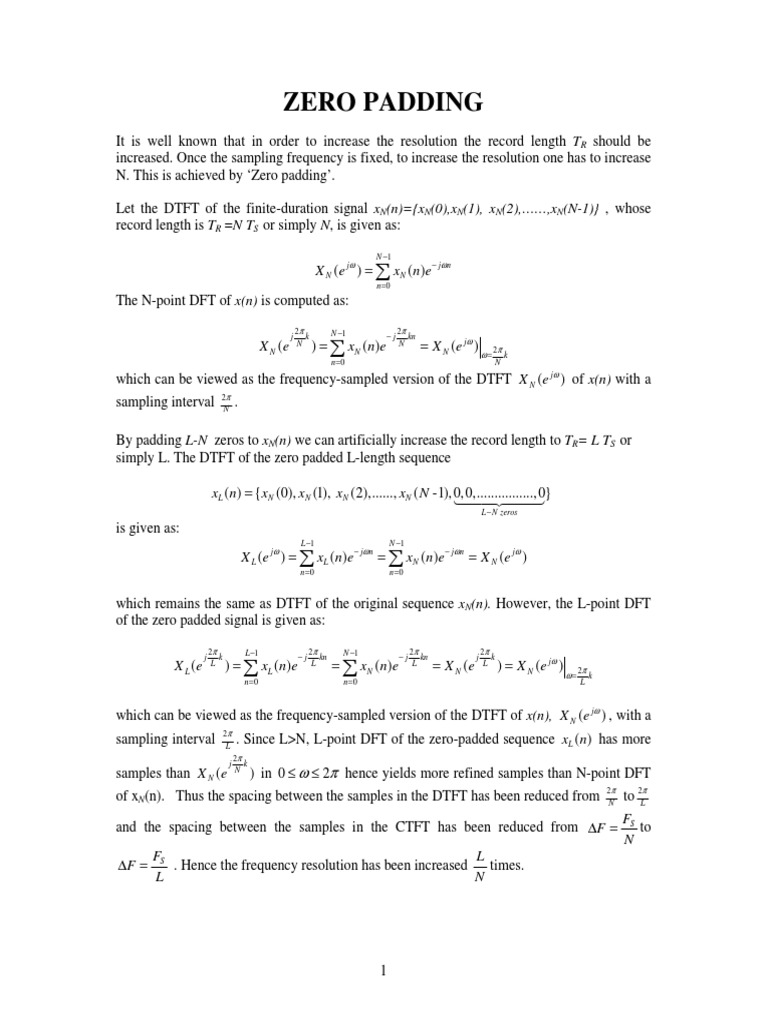 Zero Padding of Signals | PDF | Discrete Fourier Transform | Areas Of ...